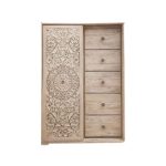 Emerald Art Deco Style Burl Wood Accent Cabinet