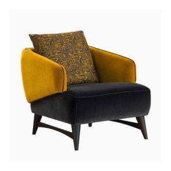 Mid-Century Modern Patterned Accent Chair with Ottoman