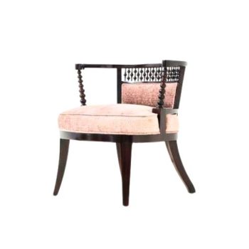 Ornate Carved Wood and Leather Armchair
