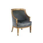 Empire Style Giltwood and Upholstered Armchair