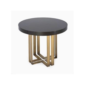 Modern Wood & Brass Accent Table