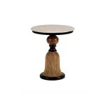 Distressed Pedestal Side Table