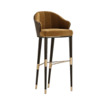 Beige/Glossy Black Sloped Arm Counter Height Stool
