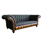 Transitional-Chesterfield Sofa with Light Linen Upholstery