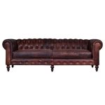Vintage Distressed Leather Chesterfield Sofa