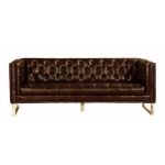 Transitional Linen Chesterfield Sofa with Nailhead Trim