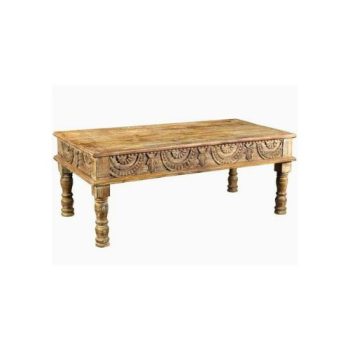Luxury Marble-Top Coffee Table with Ornate Gold Accents