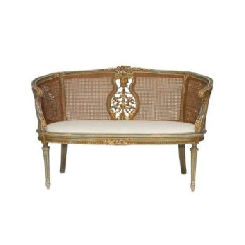 Royal Teak Wood and Rattan 2-Seater Sofa