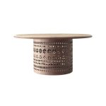 Sculptural Metal Foyer Table with Marble Top