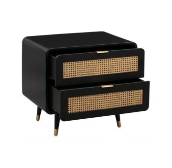 Modern Two-Tone Nightstand with Metal Accents