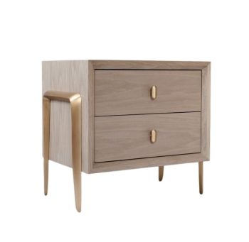 Modern Two-Drawer Nightstand with Metal Base