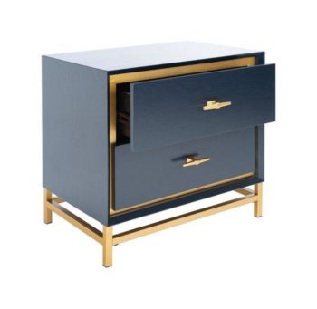 Hand-Carved Wooden Nightstand with Door and Drawer