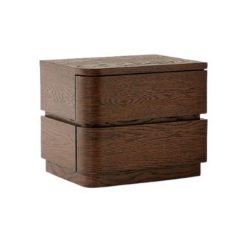 Hand-Carved Three-Drawer Wooden Nightstand