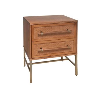 Modern Ribbed Metal Two-Drawer Nightstand