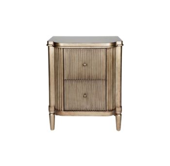 Modern Ribbed Drawer Nightstand with Open Shelf