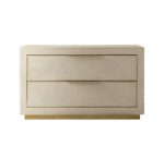 Modern Two-Tone Nightstand with Gold Base
