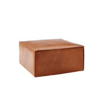 Round Upholstered Ottoman with Wooden Tray Insert