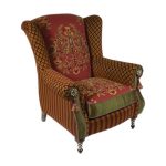 French Style BergÃ¨re Chair with Plaid Fabric